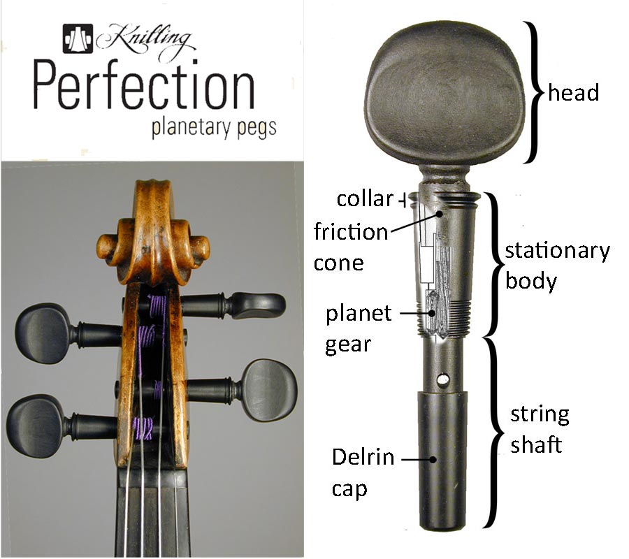 堅実な究極の チェロ用ギアペグ　perfection pegs planetary 弦楽器